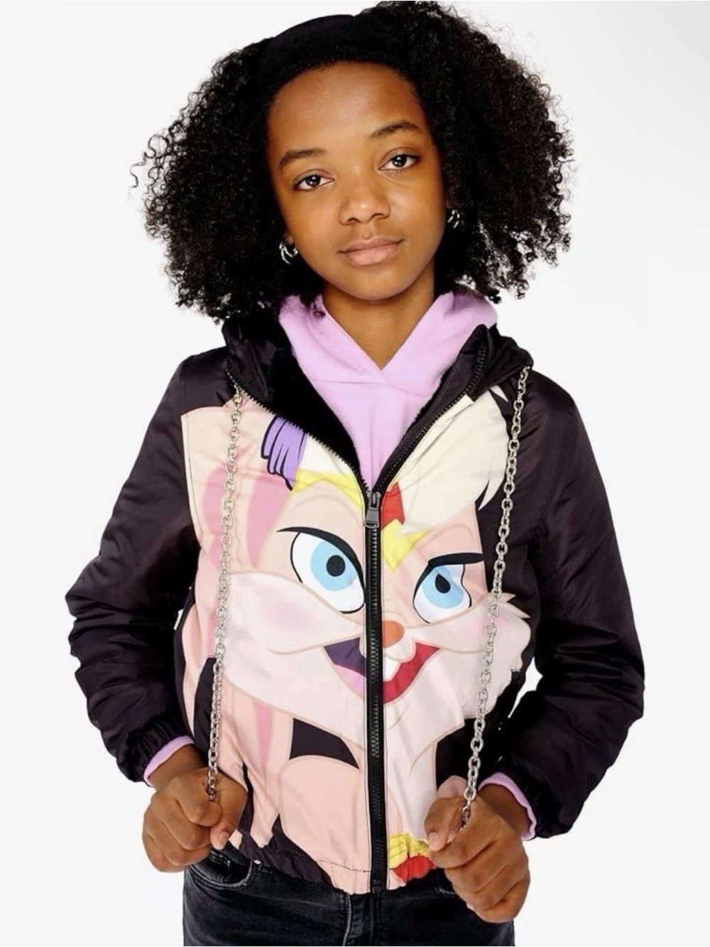 MEMBERS ONLY Space Jam A New Legacy LOLA Faux Fur Lined Jacket Size Youth M